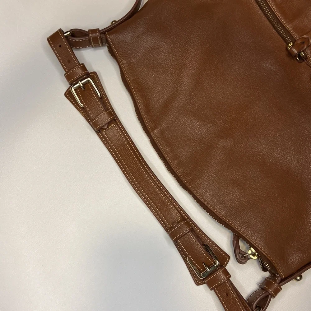 Vintage Dooney & Bourke Large Dillen Sac Hobo Brown Leather Purse Shoulder Bag